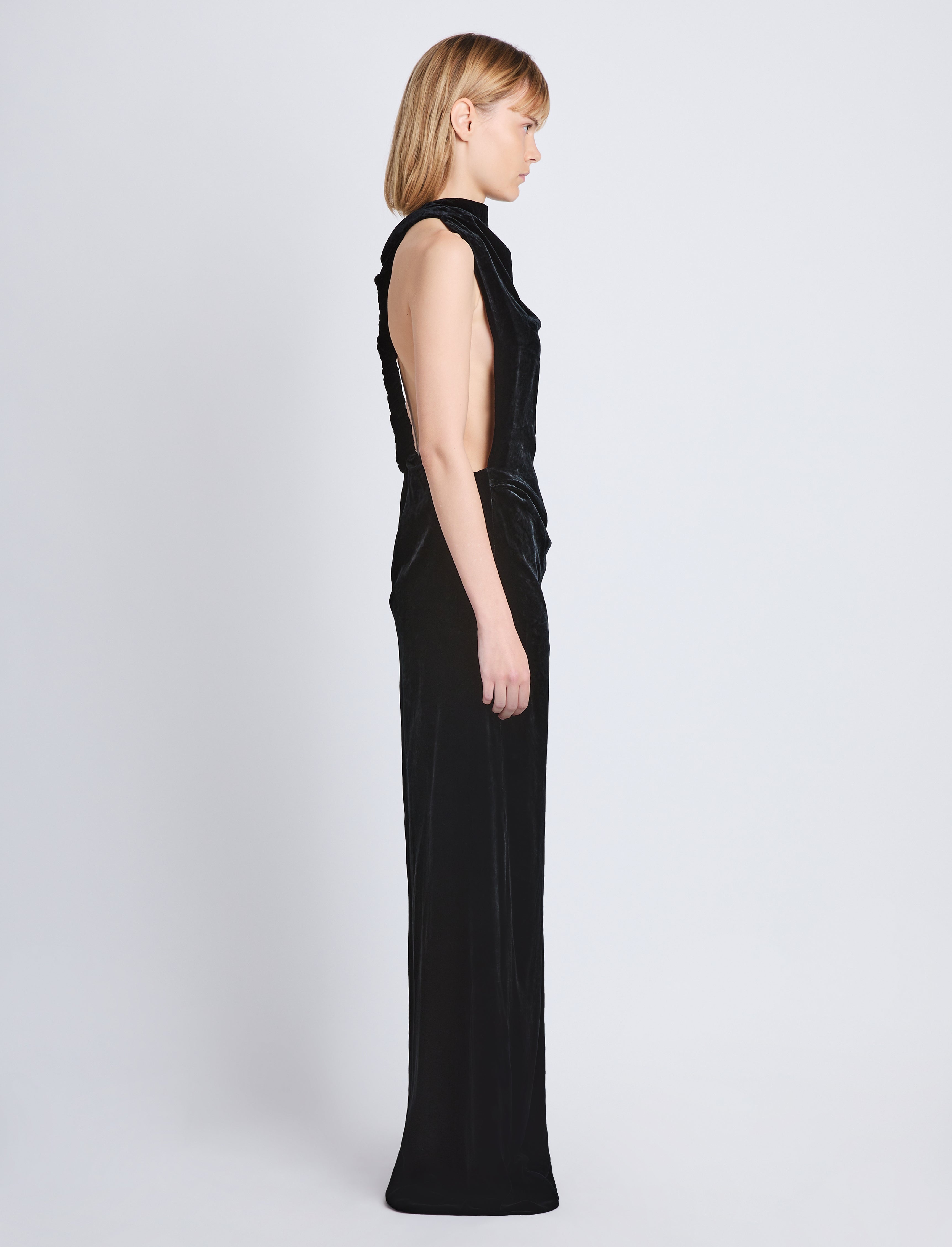 Faye Backless Twist Back Dress in Velvet - 3