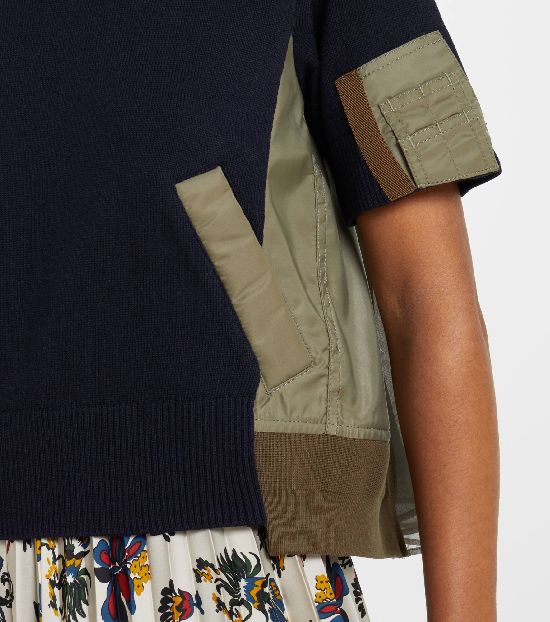 Paneled cotton-blend T-shirt - 5