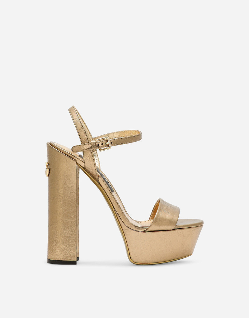 Foiled craquelé calfskin platform sandals 1