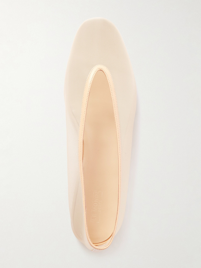 Luna Leather-trimmed Mesh Ballet Flats 5