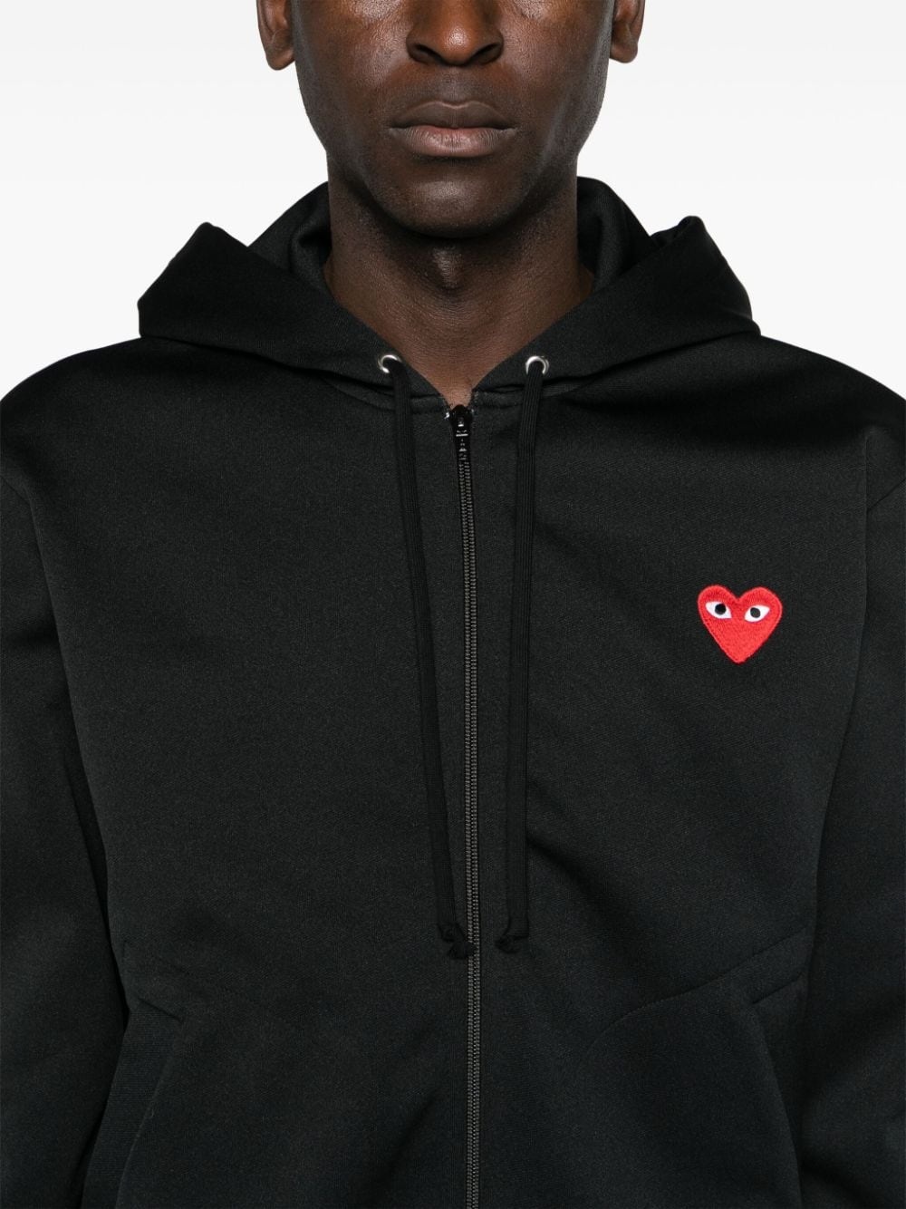 heart-embroidered zip-up hoodie - 6