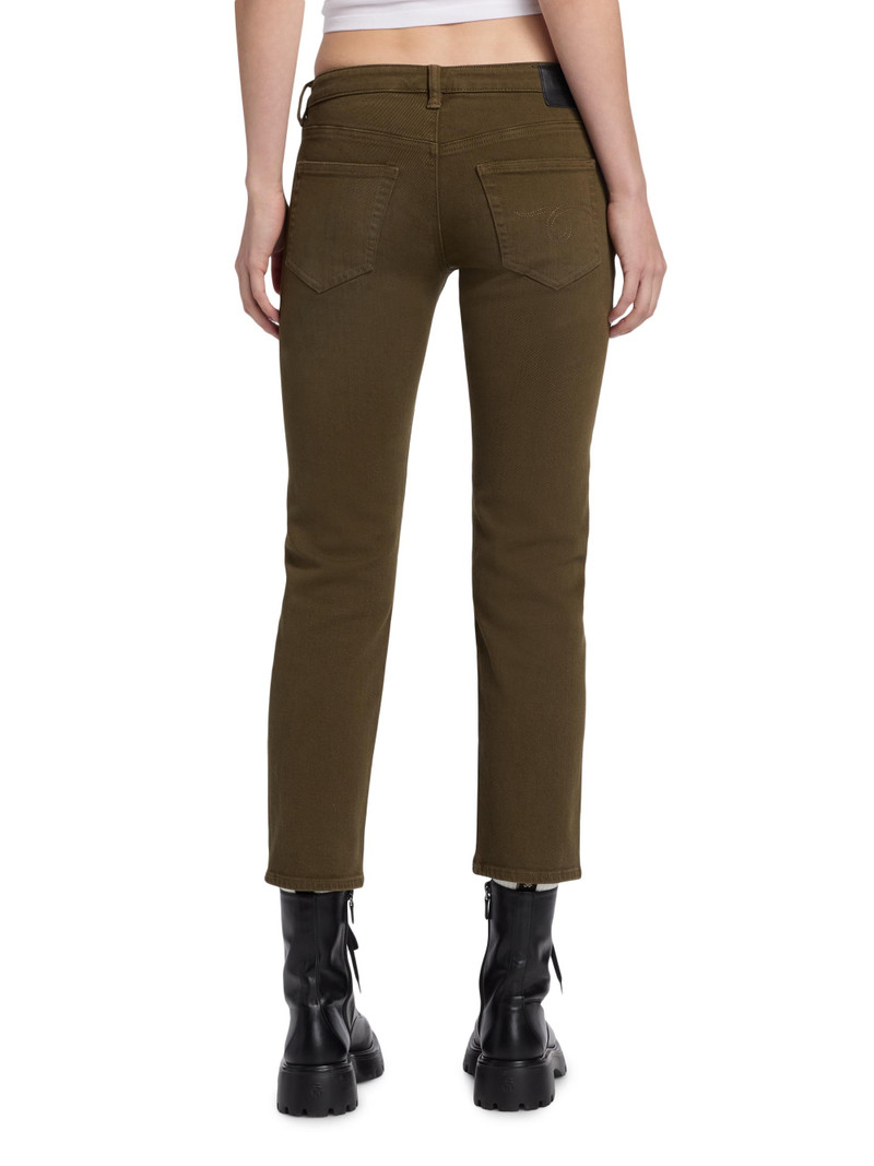 Women's Boy Straight-Leg Crop Jeans - Military Green Stretch 5