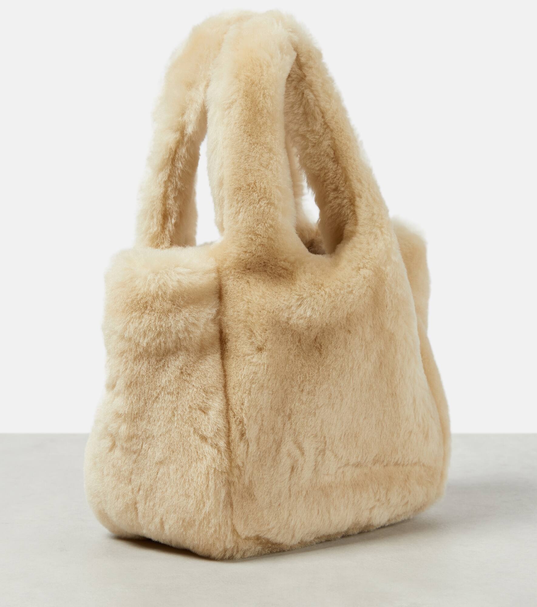 Mini shearling tote bag - 4