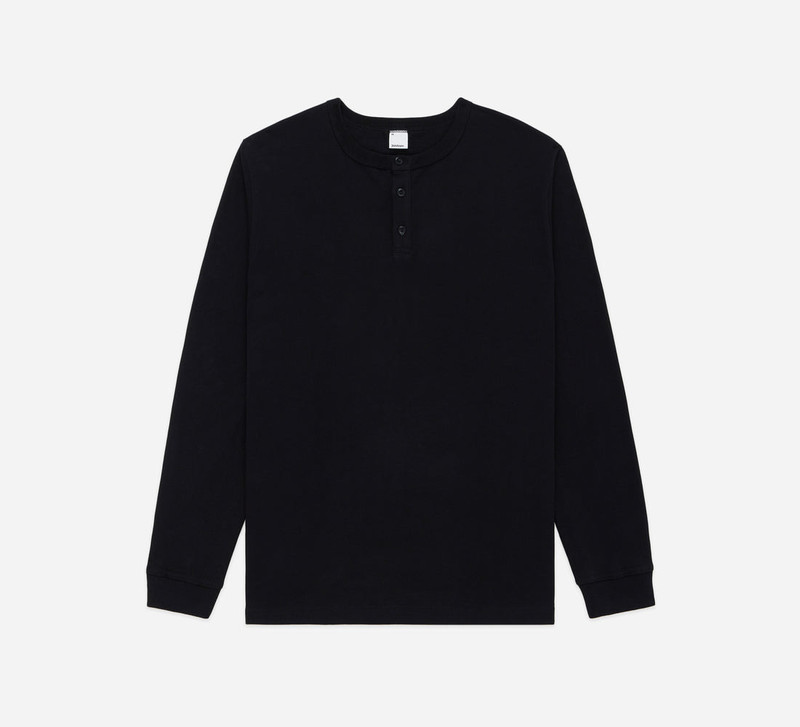 Long Sleeve Henley - Black 1