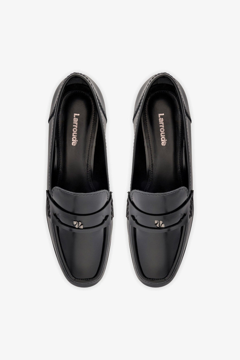 Suki Flatform Loafer In Black Box Leather 7