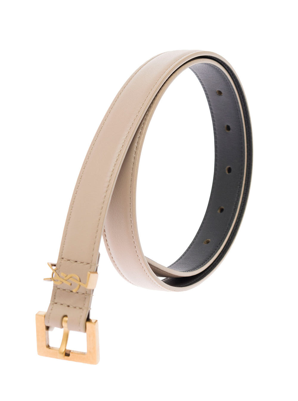 Saint Laurent Women Ysl Beige Leather Belt With Logo Buckle Woman Saint Laurent - 3