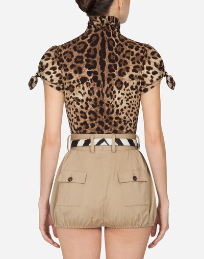 Dolce & Gabbana Top in charmeuse with leopard print outlook