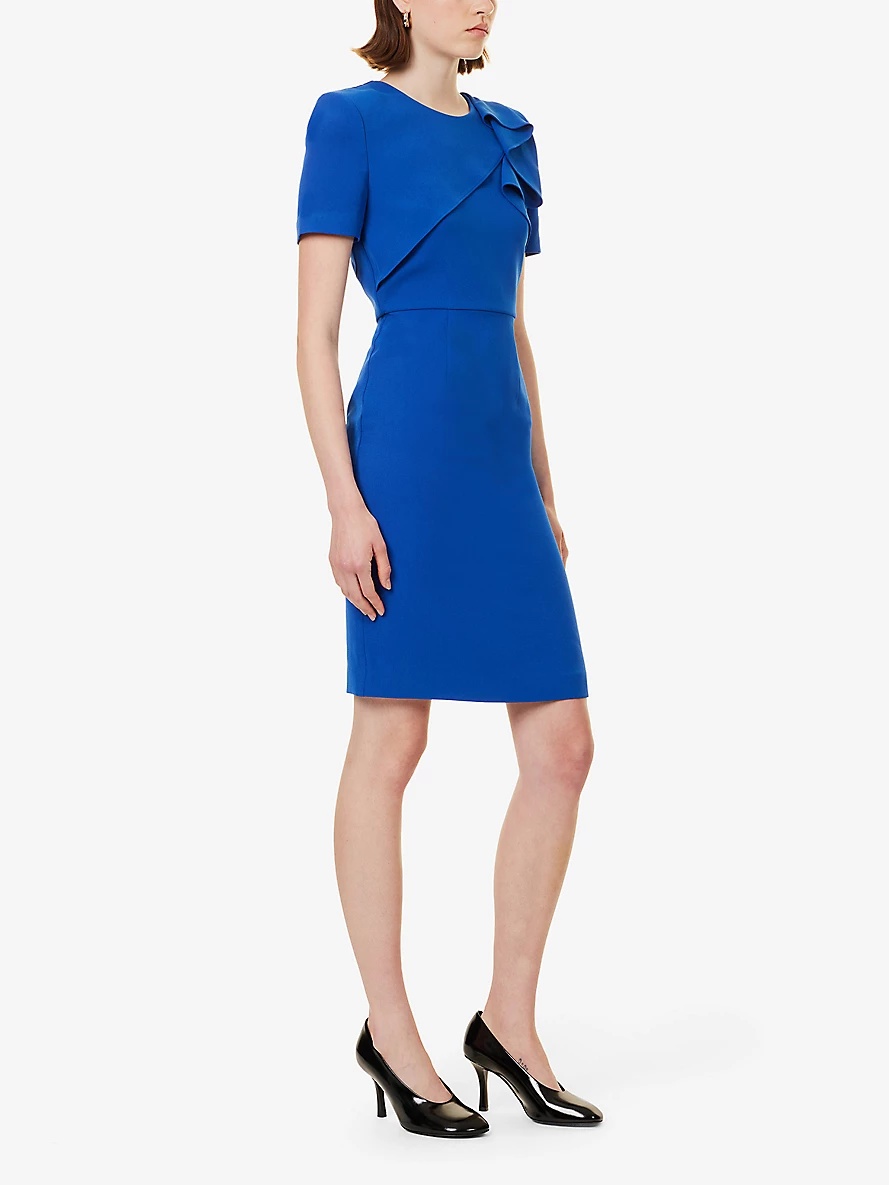 Slim-fit round-neck woven midi dress - 3