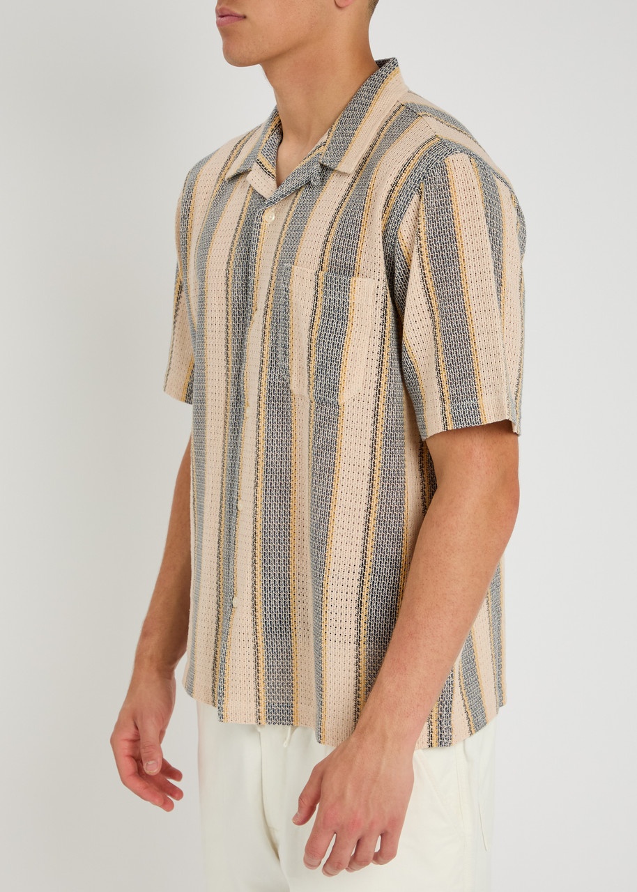 Universal Works Road Striped-intarsia Cotton-knit Shirt - 2