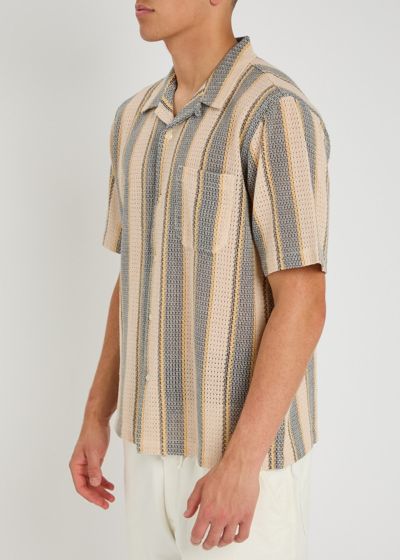 Universal Works Universal Works Road Striped-intarsia Cotton-knit Shirt outlook
