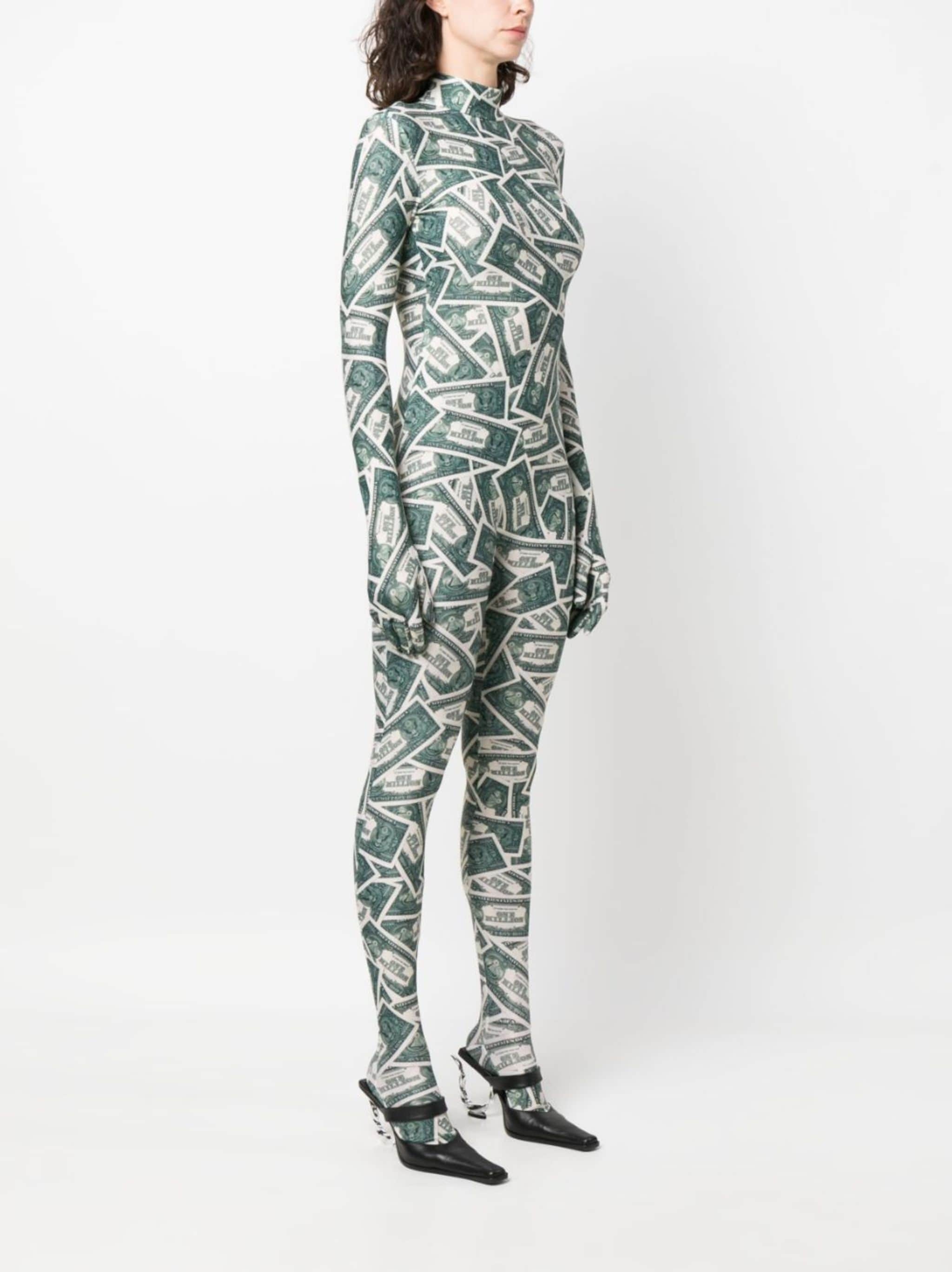 money-print full-length stretch jumpsuit - 3