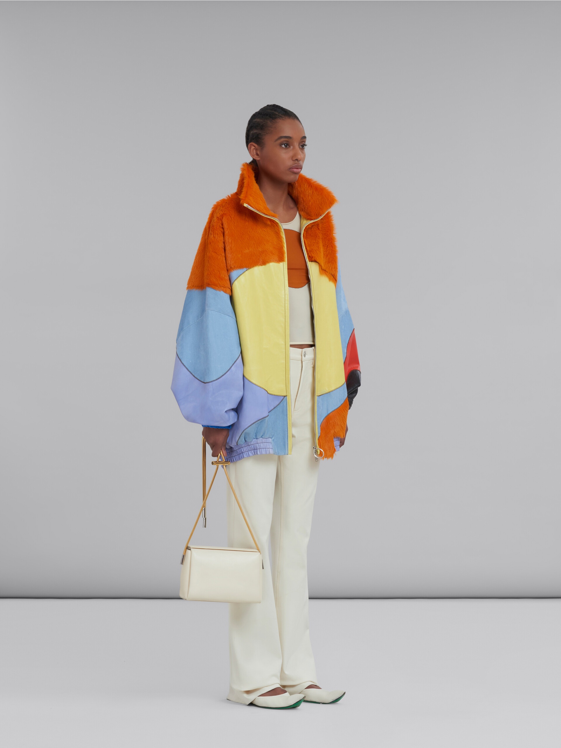 MULTICOLOUR JACKET IN LONG HAIR CALFSKIN WITH INLAYS - 6