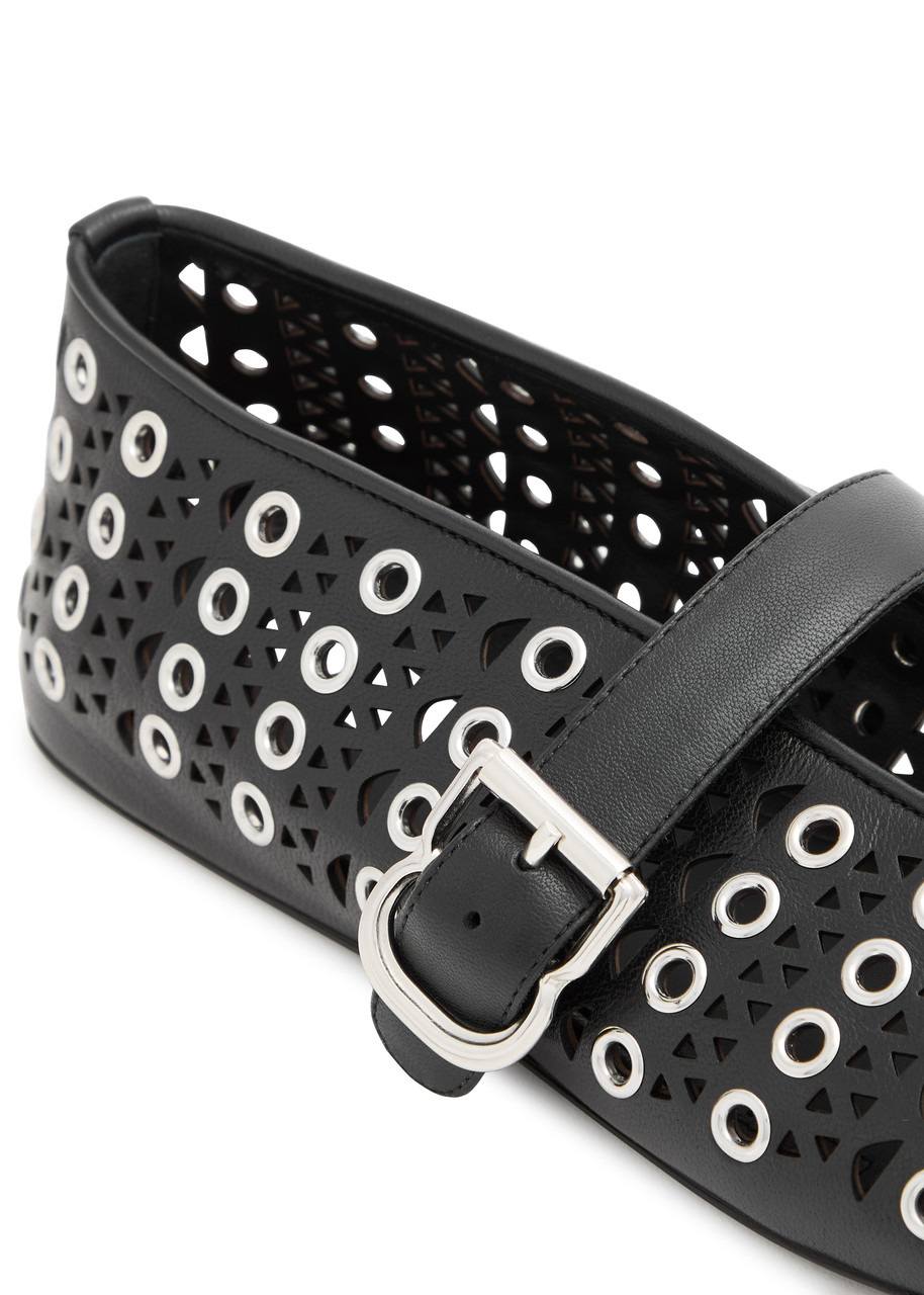 Alaïa Vienne Laser-cut Eyelet-embellished Leather Ballet Flats - 4