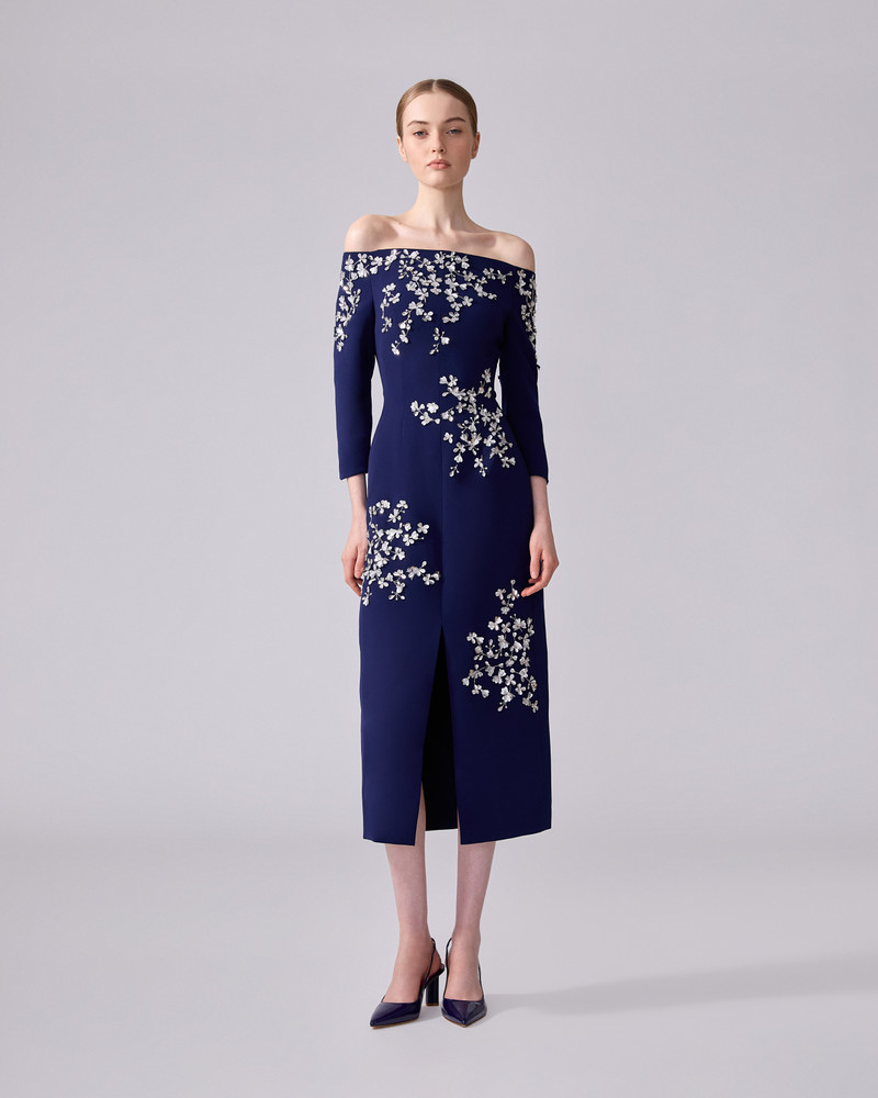CAROLINA HERRERA Floral-Embroidered Off-Shoulder Dress outlook
