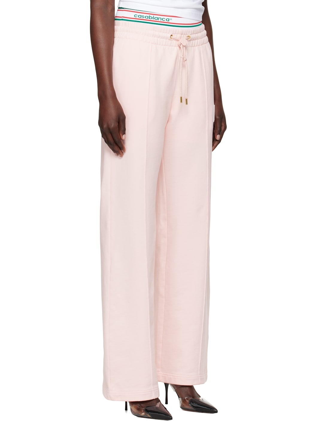 Pink Greek Temple Patch Open Hem Lounge Pants - 2