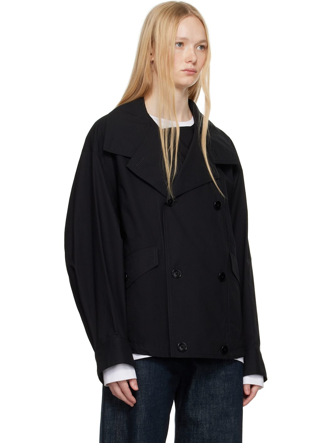 Black Double Flap Light Jacket - 2