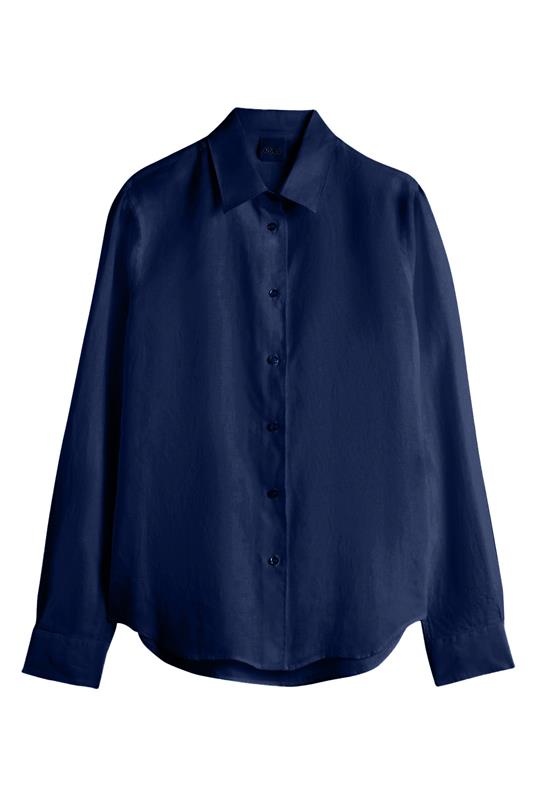 Long Sleeve Button Shirt - Navy - 1