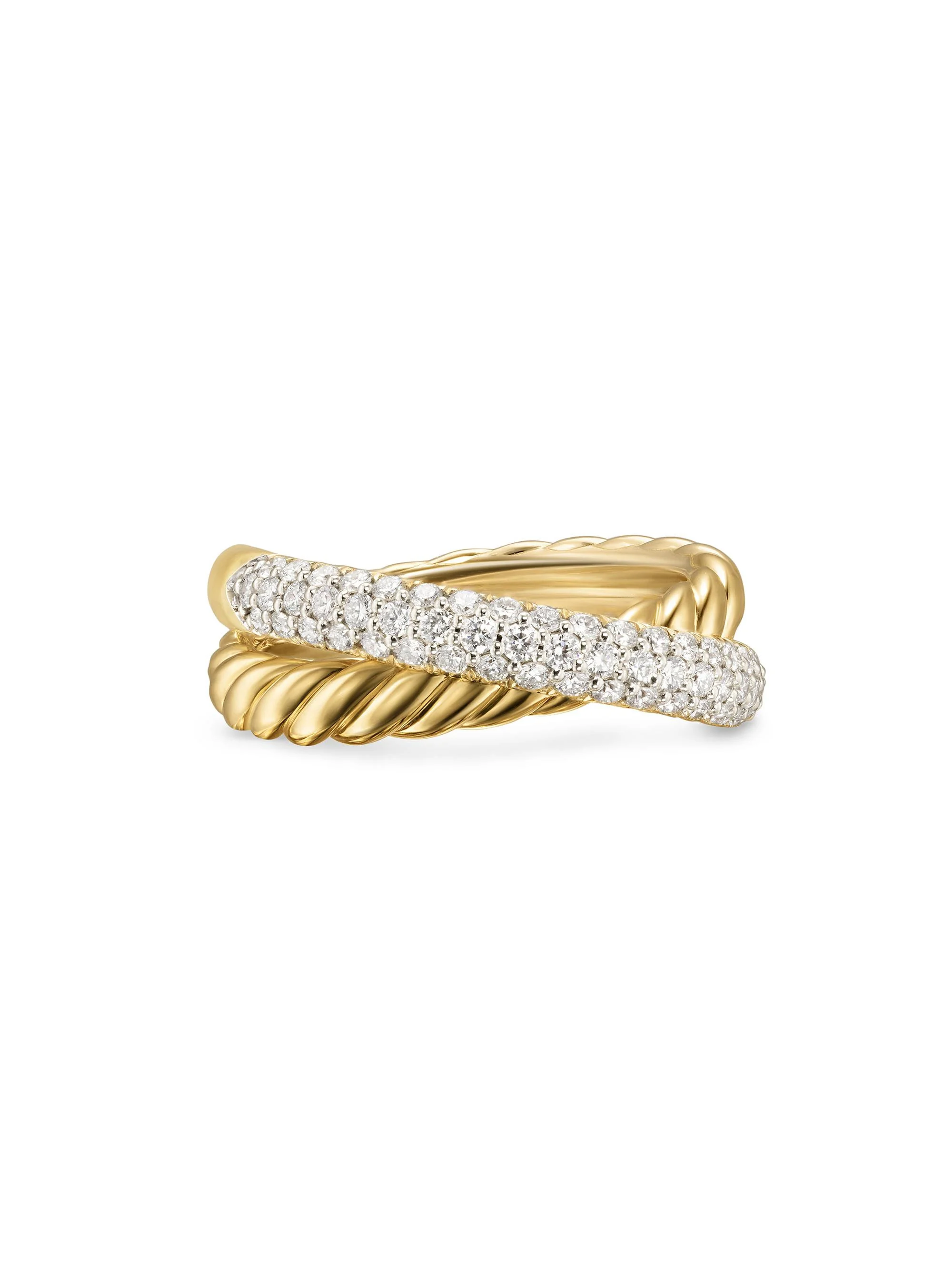 Women's Crossover Two Row Ring in 18K Yellow Gold - Gold - 1