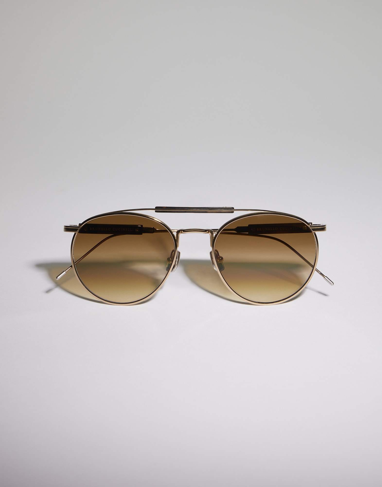 Sartorial Sunset gold-plated titanium and horn sunglasses - 1
