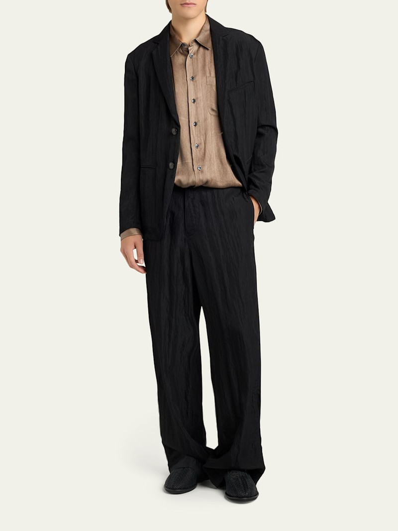GIORGIO ARMANI Men's Dyed Satin Oversized Button-Down Shirt with Pocket outlook