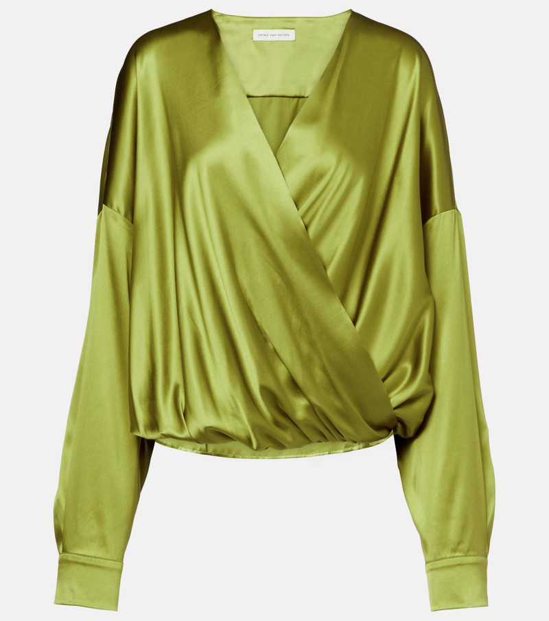 Draped silk-blend satin blouse - 1