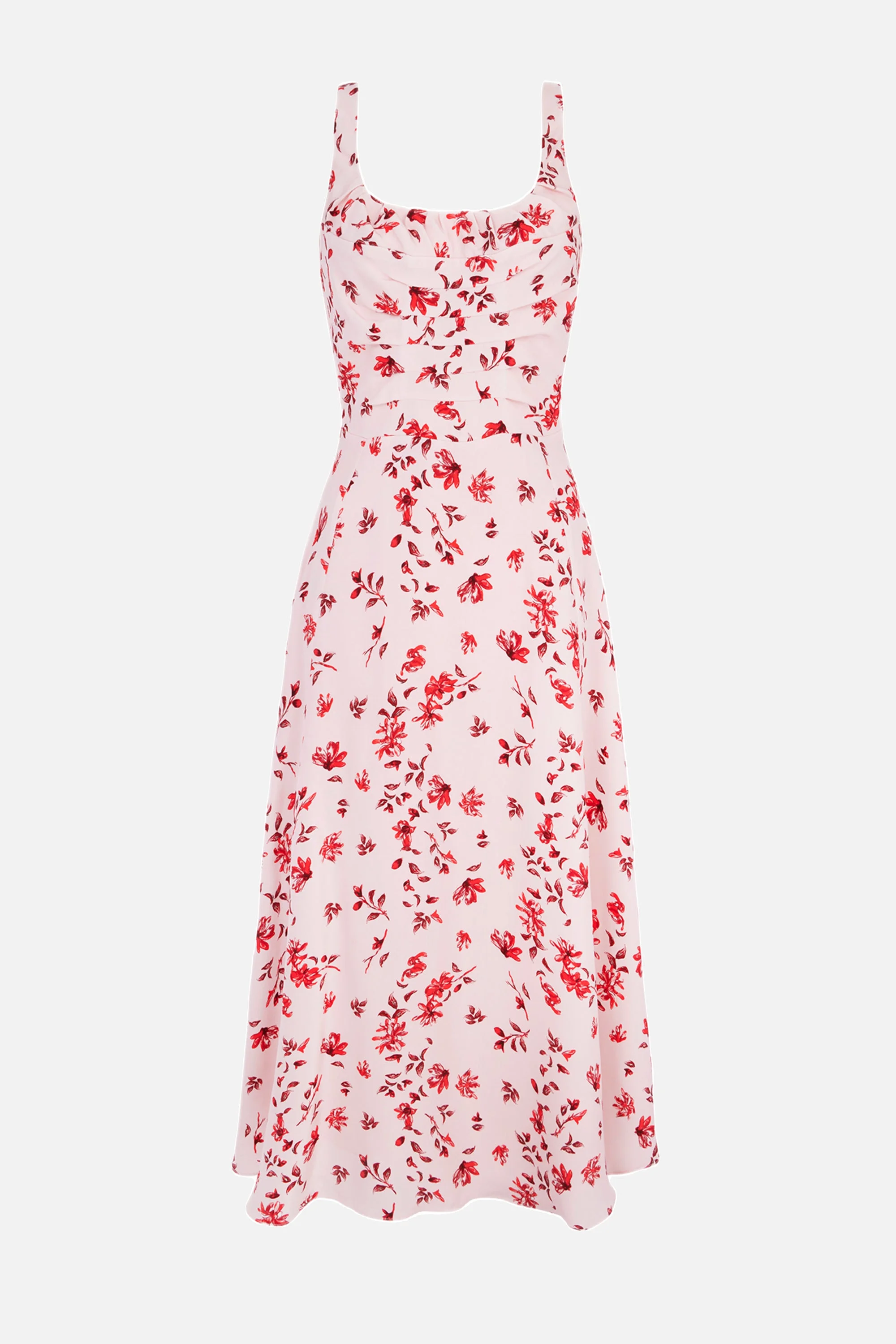 Verena Dress in Pink Scattered Daisies on Silk - 1