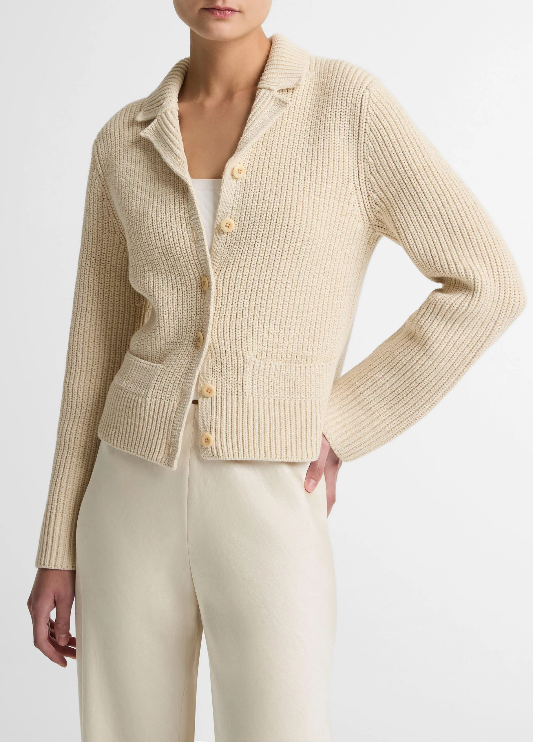 Cotton-Blend Pocket Cardigan - 1