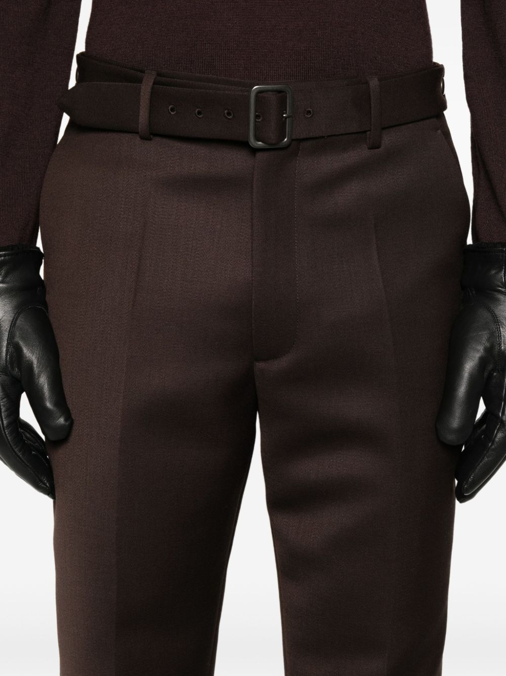 belted cotton trousers - 5