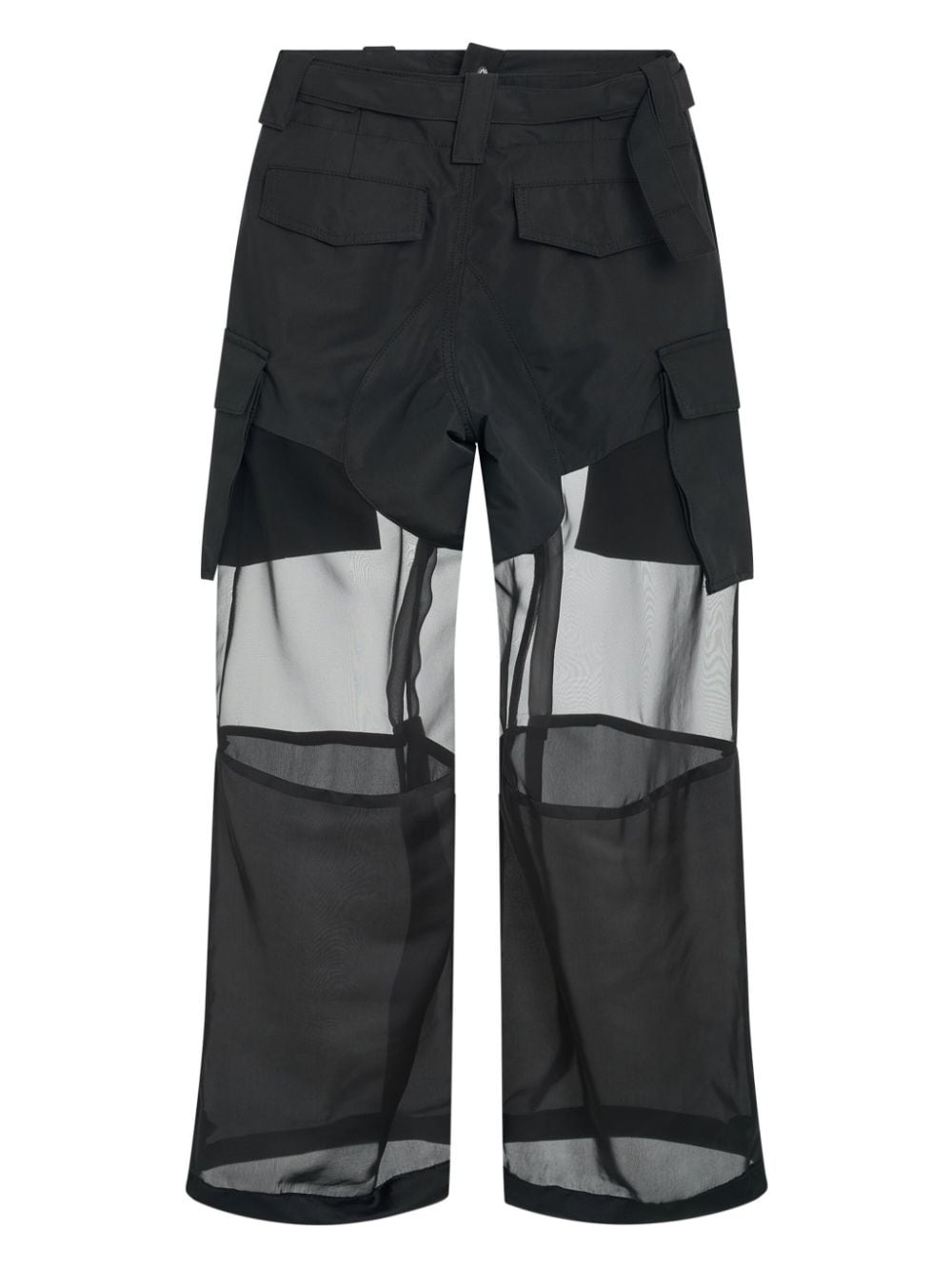 transparent-detail cargo straight trousers - 2