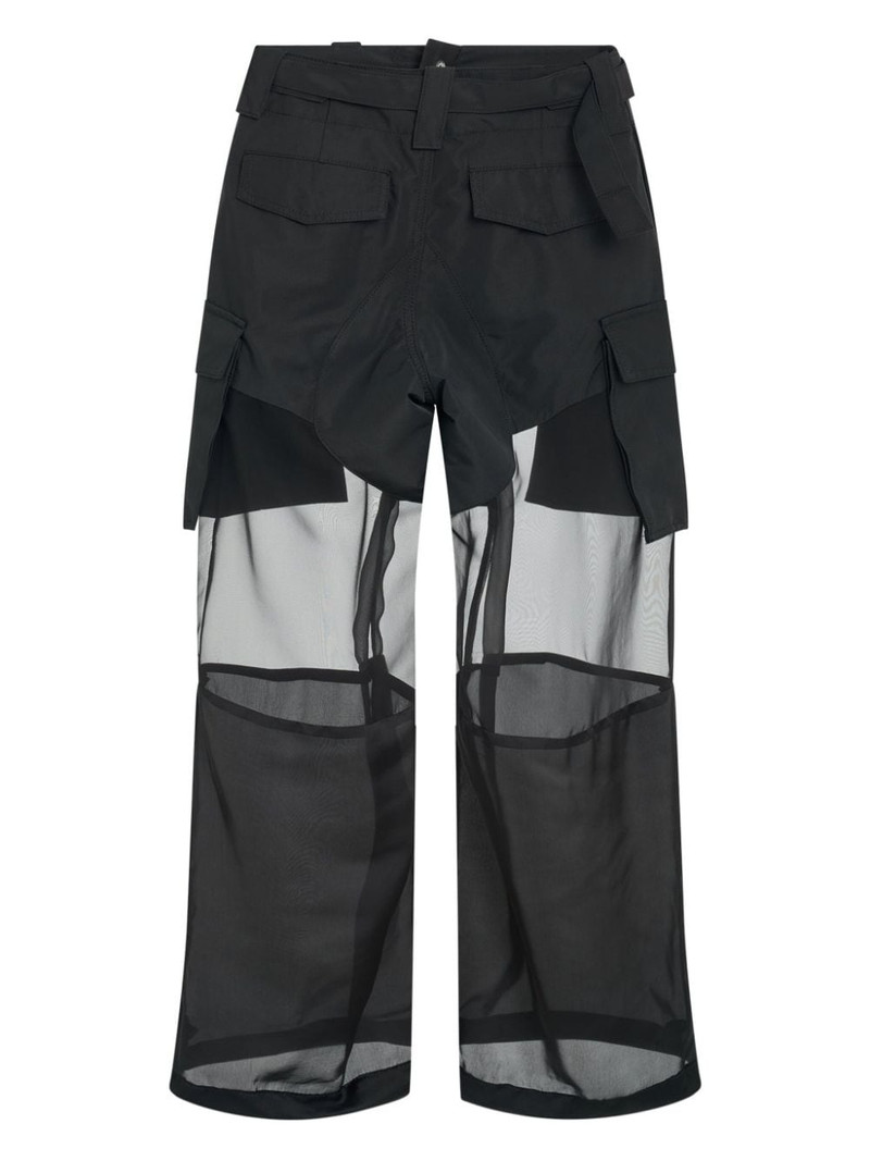 sacai transparent-detail cargo straight trousers outlook