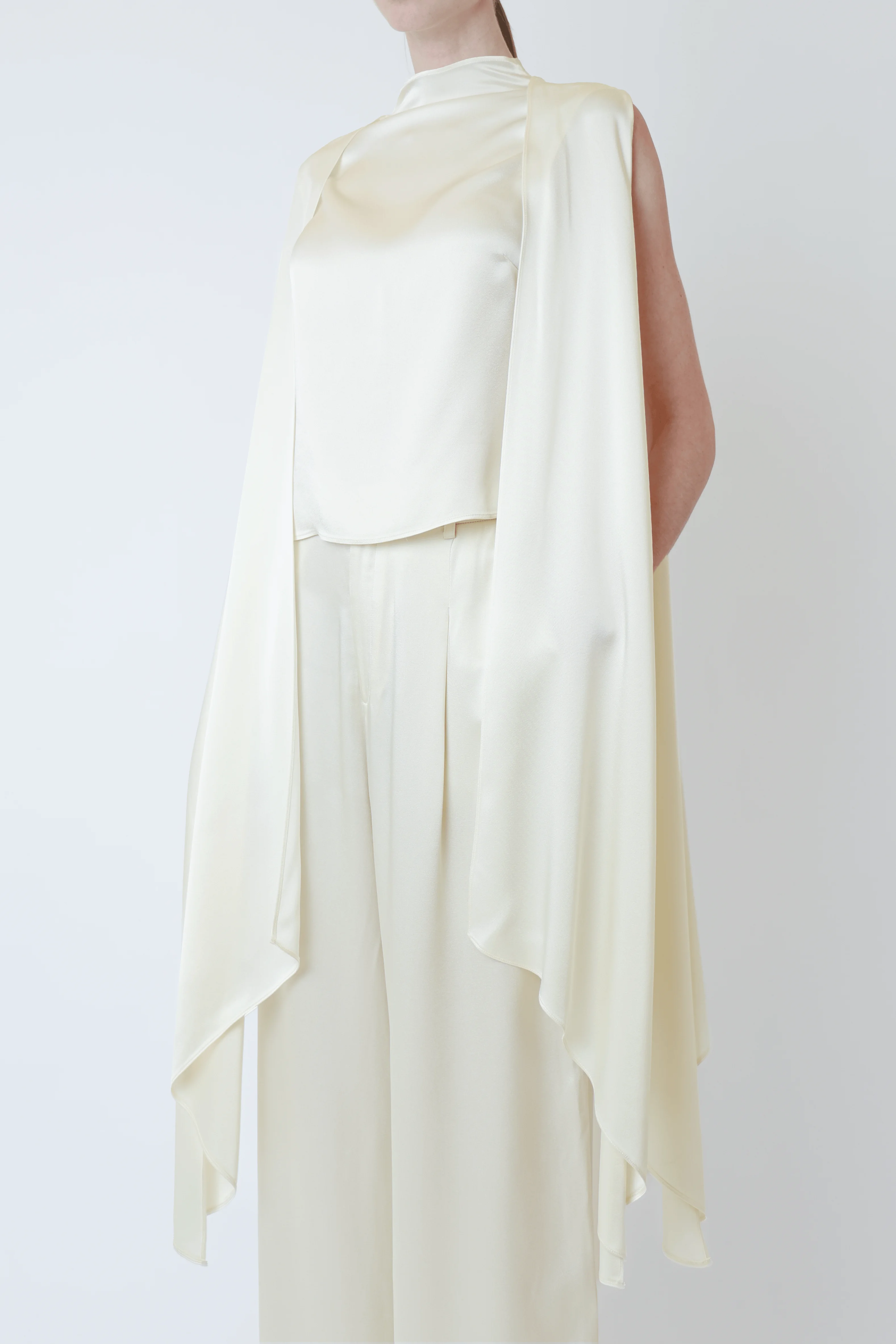 Satin Cape Sleeve Top - 1