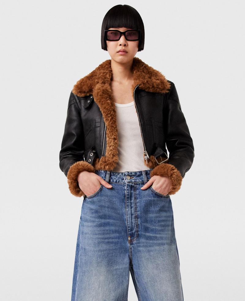 Stella McCartney Plush Teddy Cropped Biker Jacket outlook