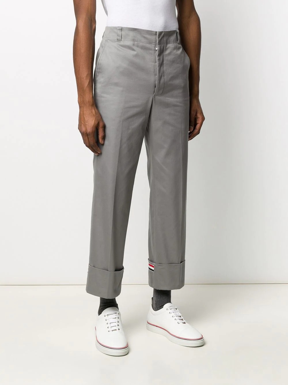 twill beltloop straight trousers - 3