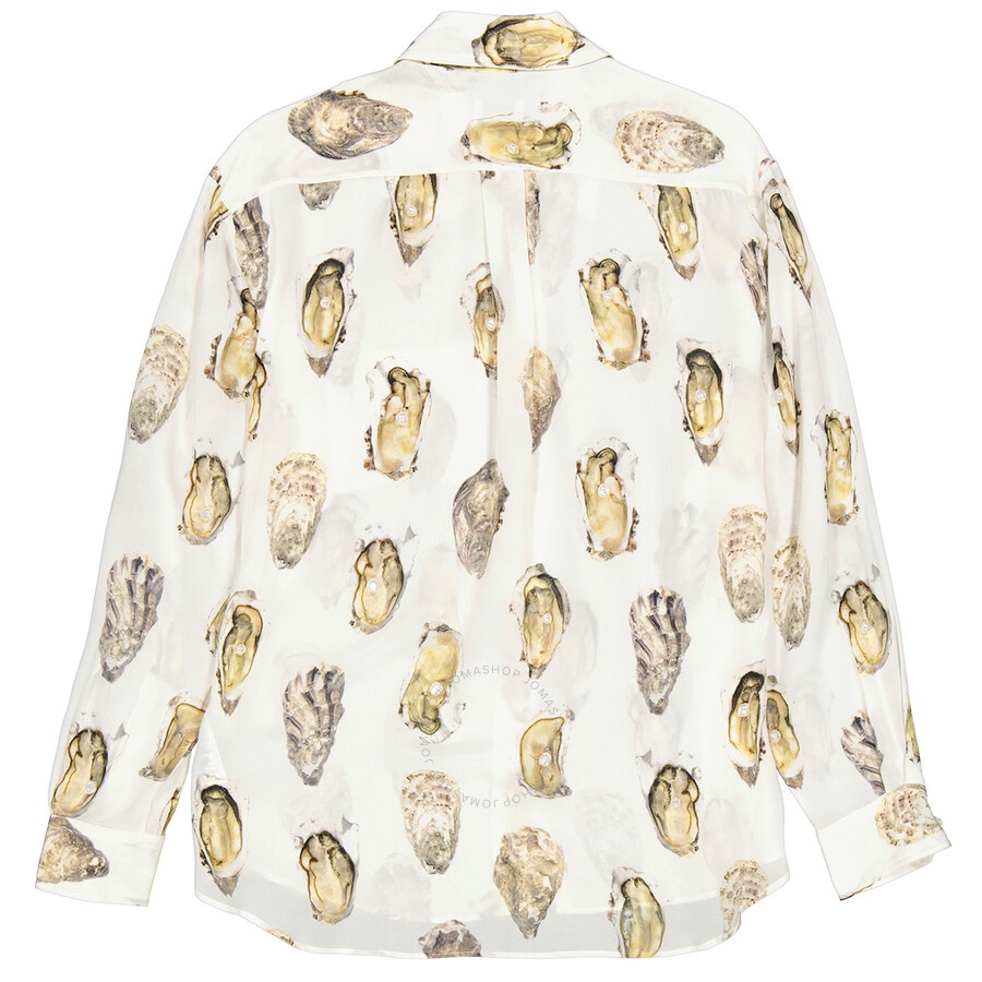 Burberry Ladies Oyster- Print Pearl- Embellished Shirt - 2