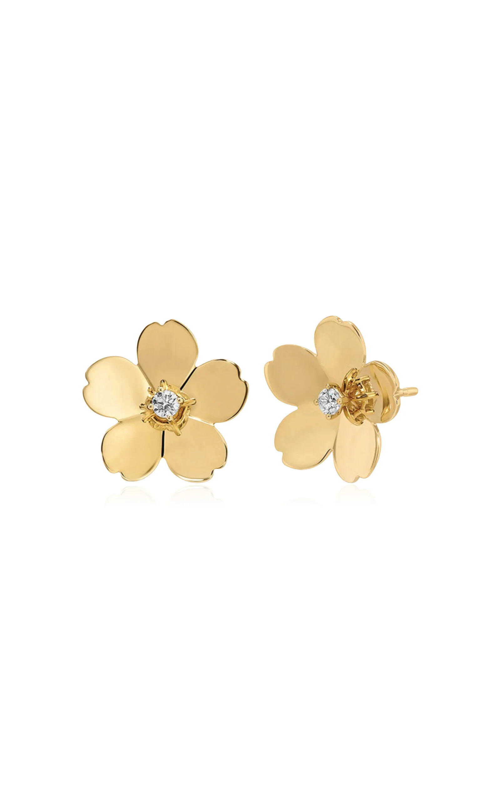Jumbo Cherry Blossom 14K Yellow Gold Earrings - 1