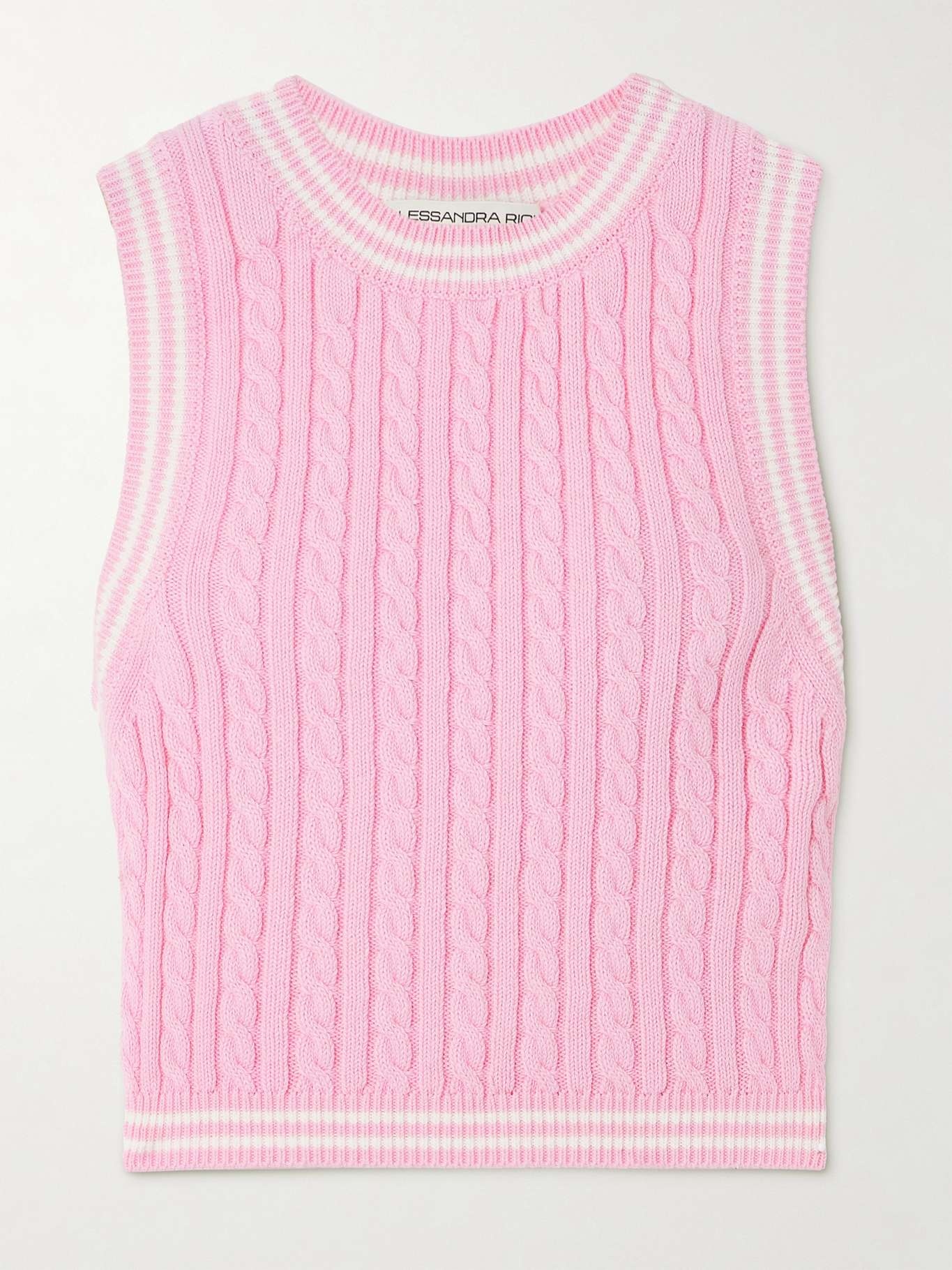 Cropped cable-knit cotton top - 1