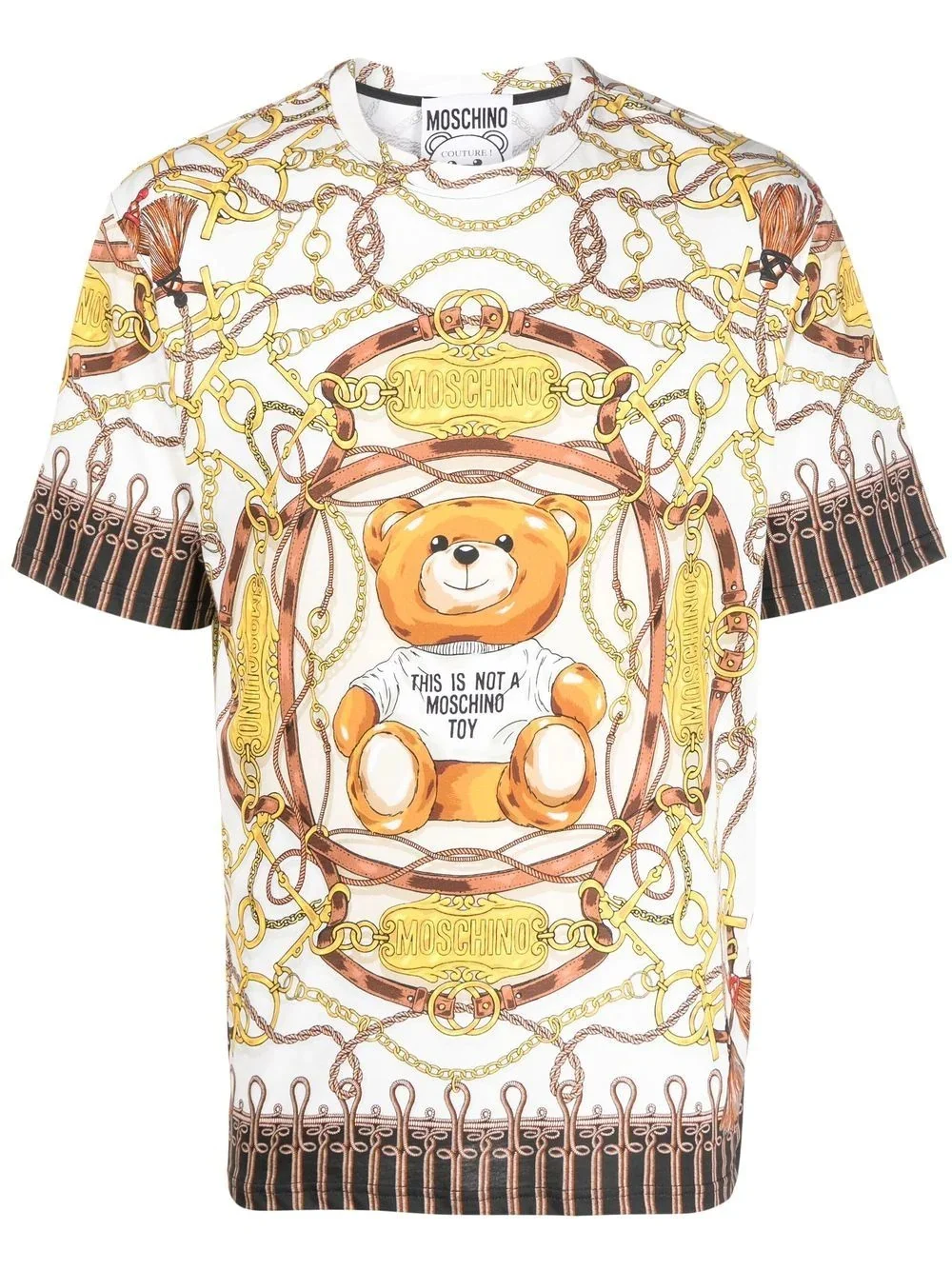 chain-link print short-sleeve T-shirt - 1