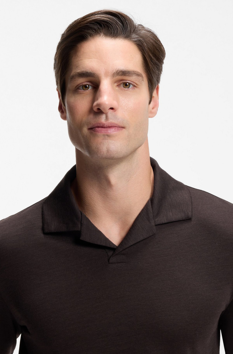 WOOL-BLEND POLO SHIRT WITH JOHNNY COLLAR 3