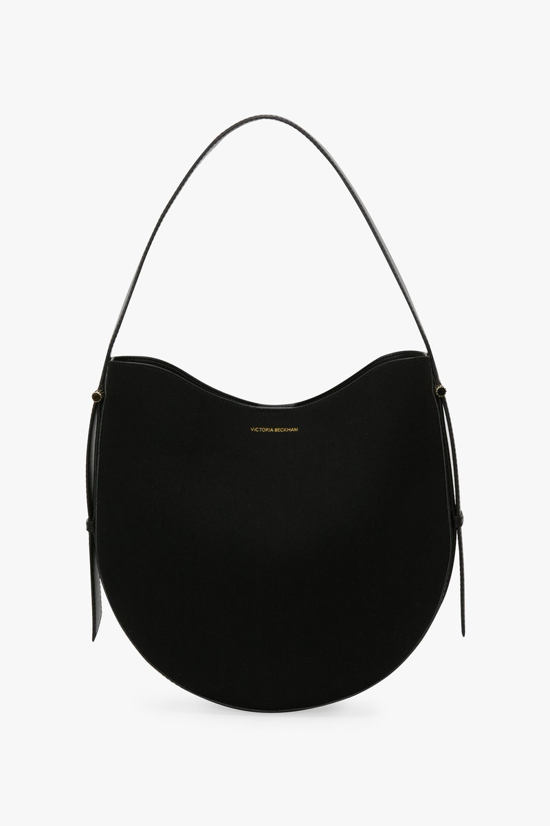 Dia Hobo Bag In Black Canvas With Black Leather 1