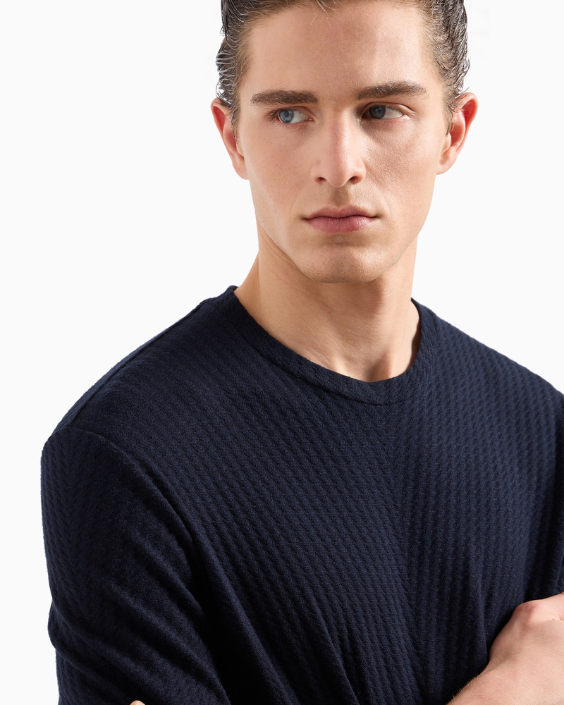 Viscose and cashmere jacquard jersey crew-neck T-shirt 5