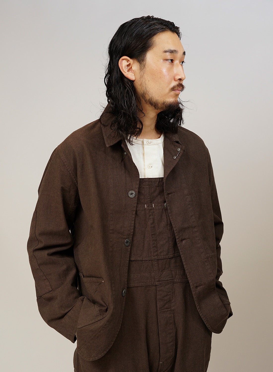 New Navvie Blazer Broken Twill in Brown - 4