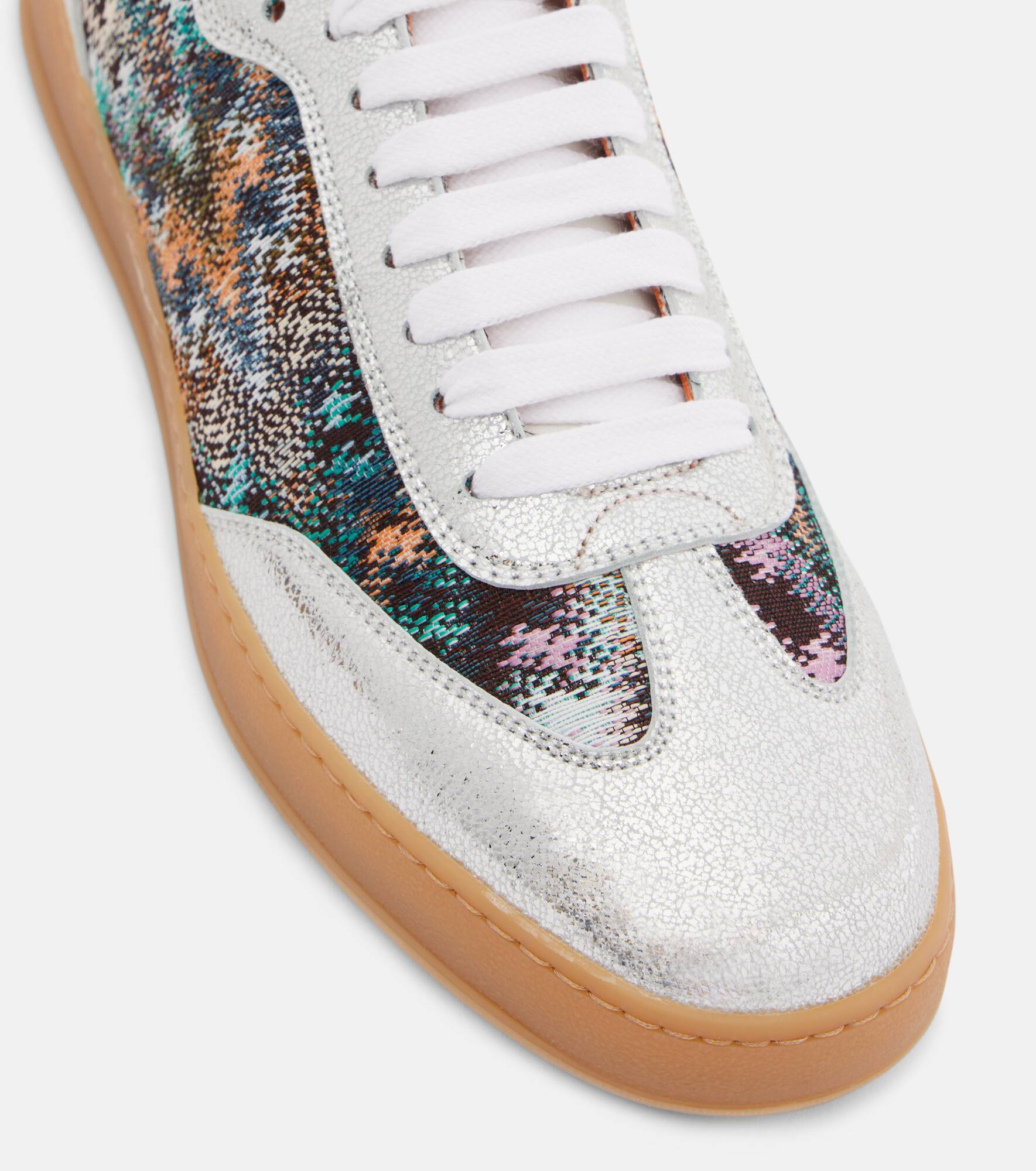 Zigzag metallic leather sneakers - 5