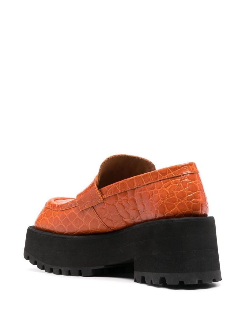 croc-effect moccasin loafers - 4