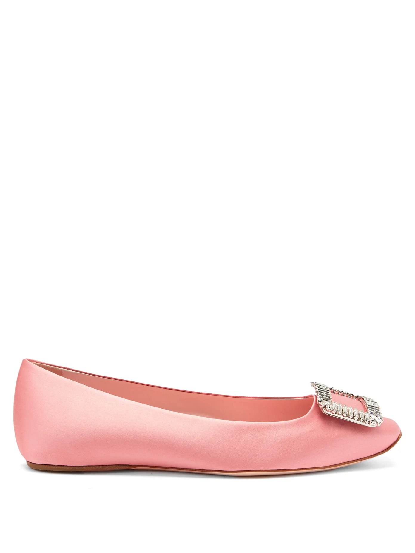 Trompette crystal-buckle satin ballerina flats - 1