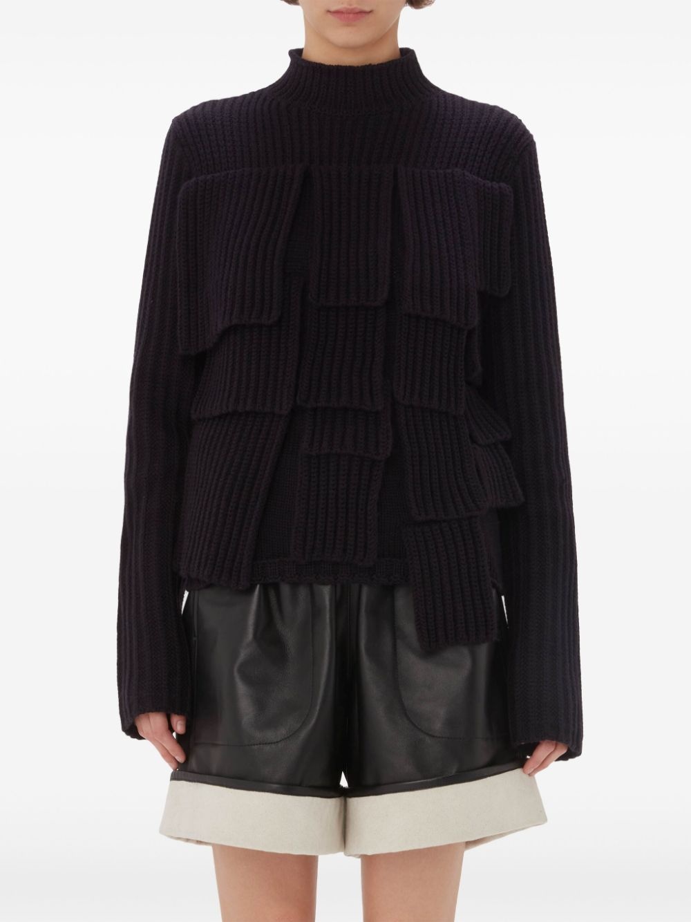 panelled flap sweater - 3