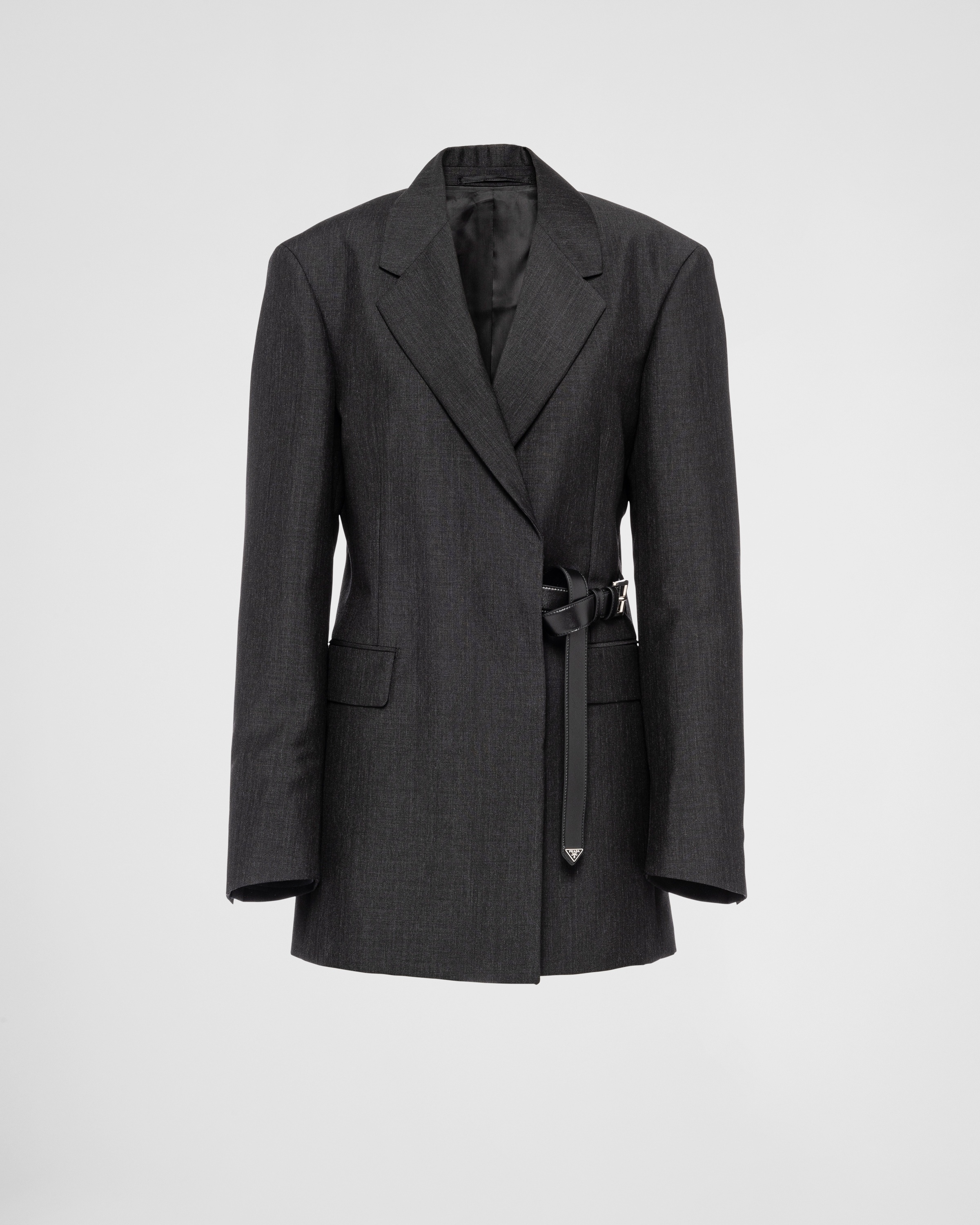 Prada Kid Mohair Belted Wrap Blazer Jacket | bergdorfgoodman