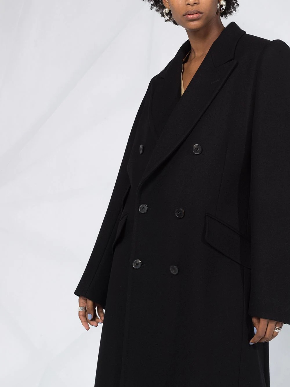 double-breasted midi coat - 5