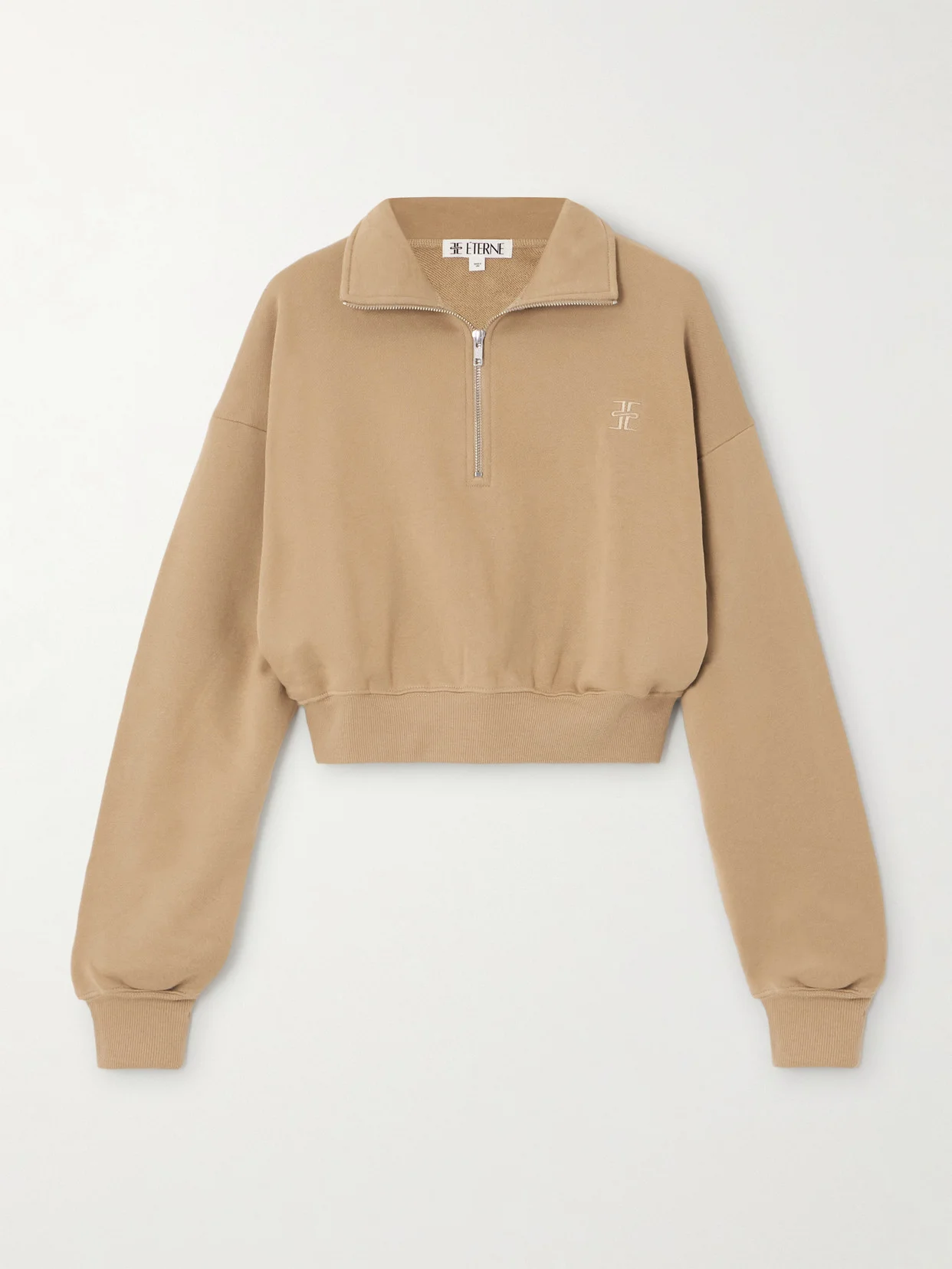 Cropped Embroidered Cotton And Modal-blend Jersey Sweatshirt - 1