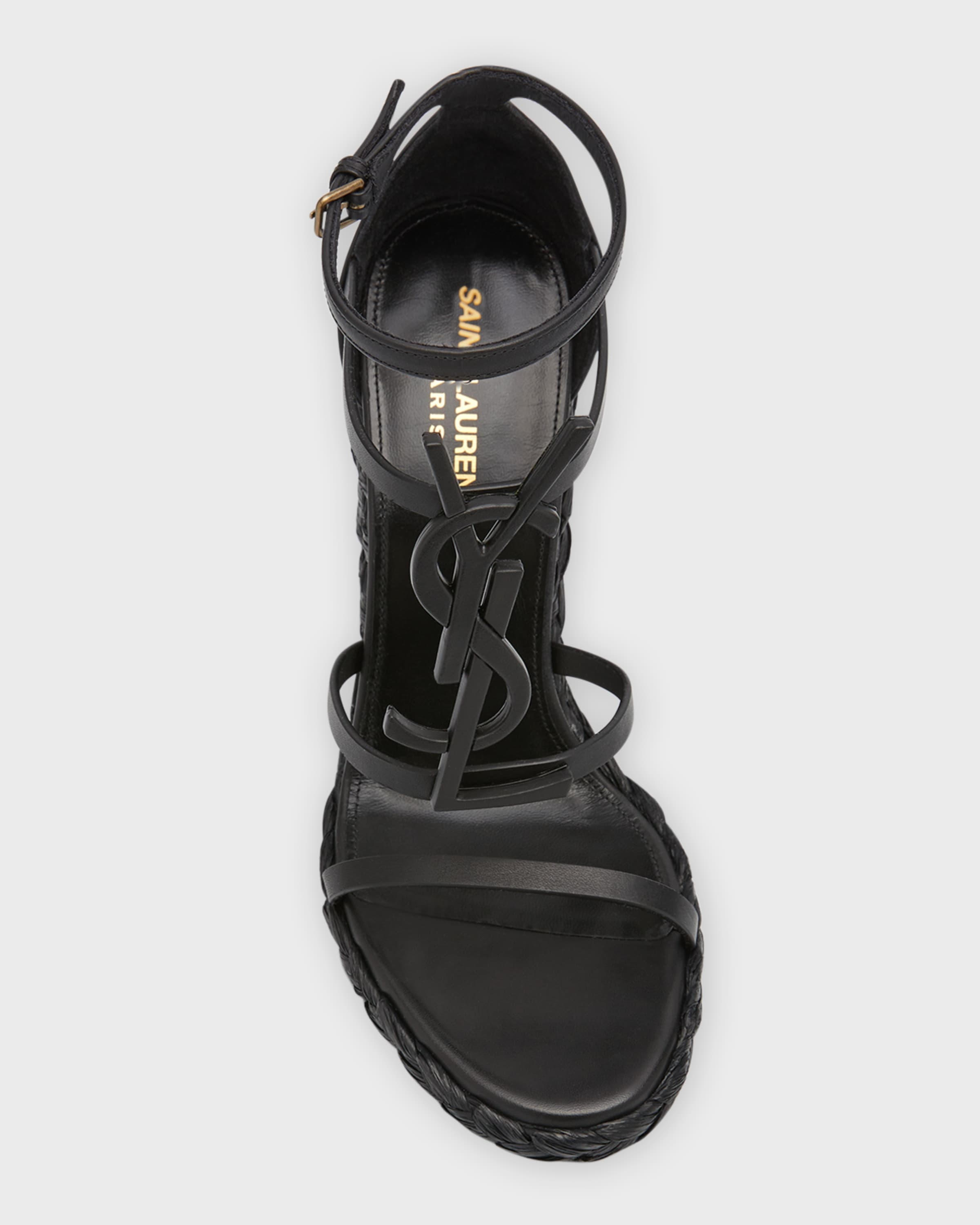 【送料&関税込】Saint Laurent Black Leather Cassandre Wedges 0400017994440_NERO?wid=600&hei