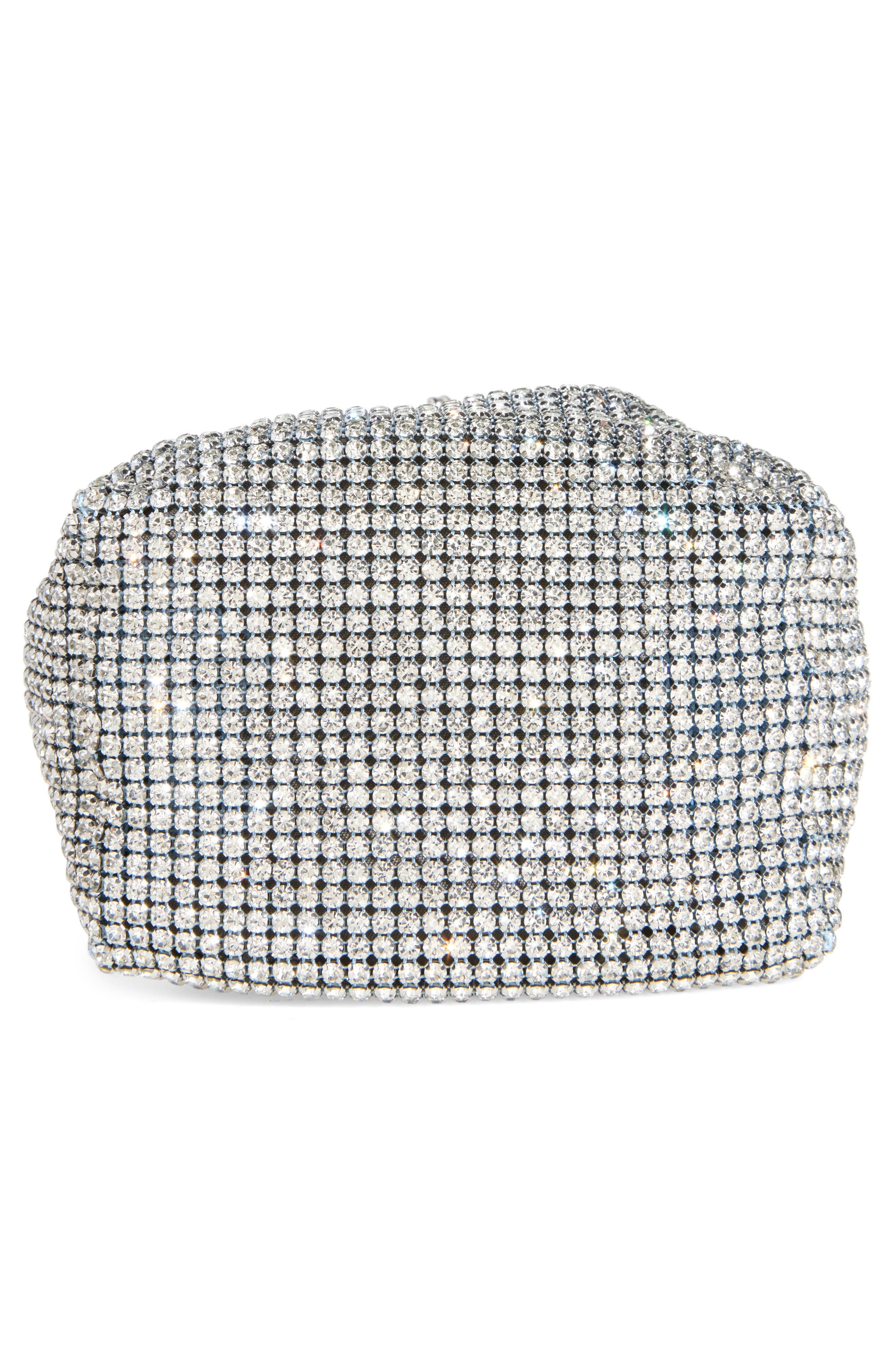 Jimmy Choo Micro Bon Bon Crystal Mesh Drawstring Top Handle Pouch in Silver at Nordstrom - 7